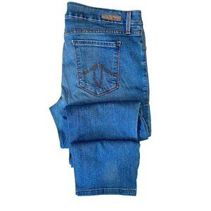 Anthro Level 99 Womens Lily Crop Skinny Straight Leg Mid Rise Med Wash Jeans 30